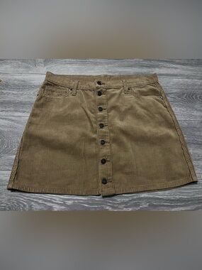 ⚡️[ 3 for $26] 
Corduroy Button-Front Mini Skirt in Olive Brown